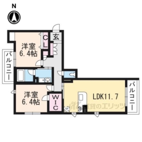 大津市中庄のマンションの間取り