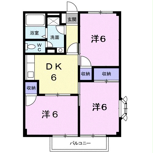 蒲郡市三谷北通のアパートの間取り