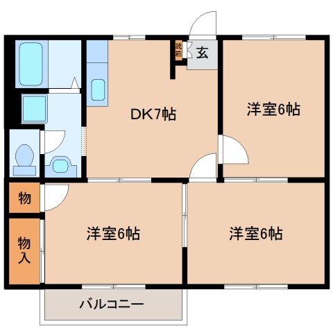 生駒郡斑鳩町龍田西のアパートの間取り