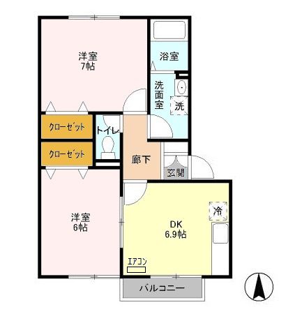 飯能市大字双柳のアパートの間取り