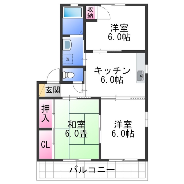 和歌山市吉礼のアパートの間取り