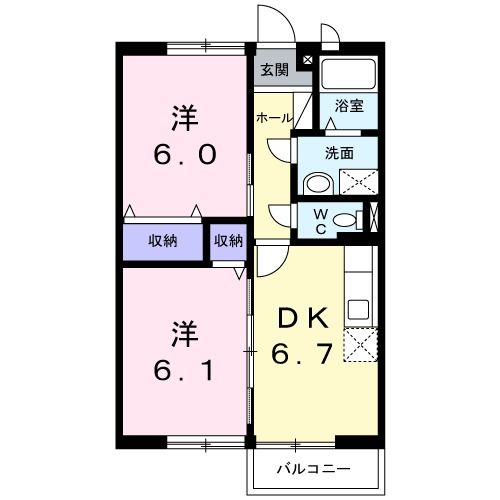 栃木市都賀町合戦場のアパートの間取り