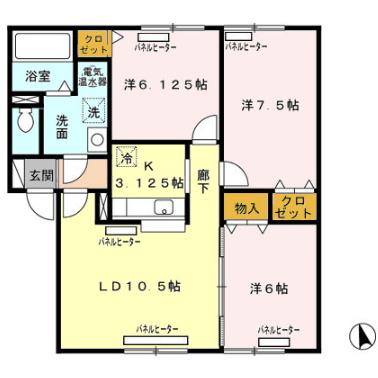 函館市山の手のアパートの間取り