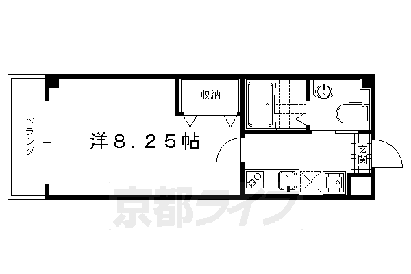 京都市北区紫竹西高縄町のマンションの間取り