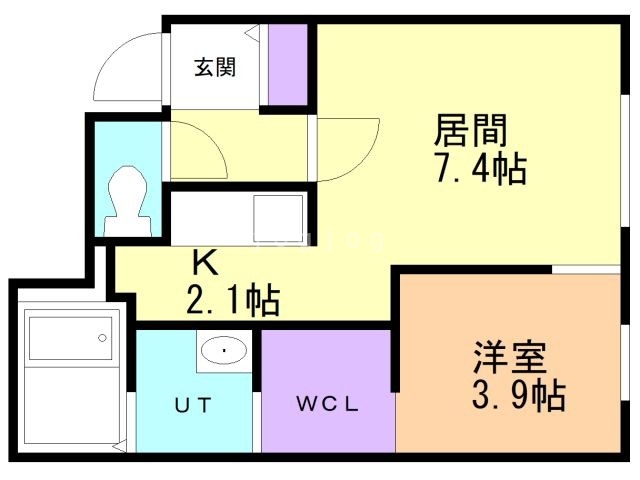 札幌市東区北十四条東のマンションの間取り