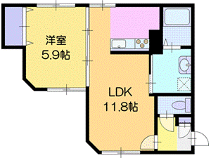 江別市野幌町のマンションの間取り