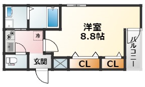 大阪市東淀川区豊里のアパートの間取り