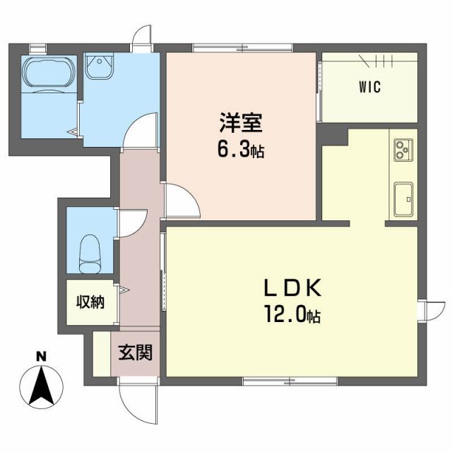 松山市南吉田町のアパートの間取り