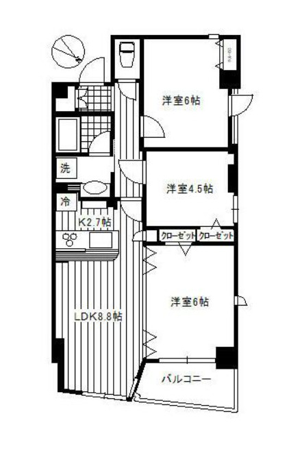 新宿区若葉のマンションの間取り