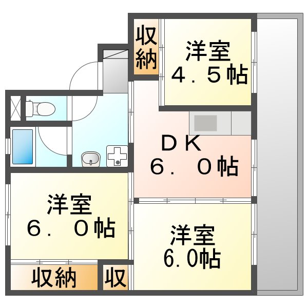 さぬき市造田野間田のマンションの間取り