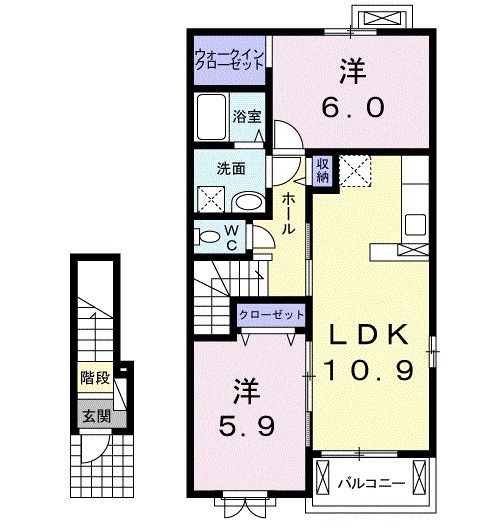 新居浜市寿町のアパートの間取り