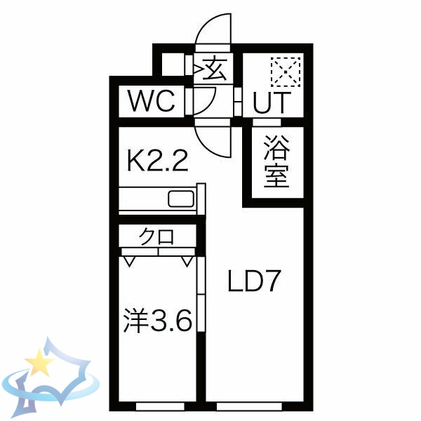 札幌市西区二十四軒一条のマンションの間取り