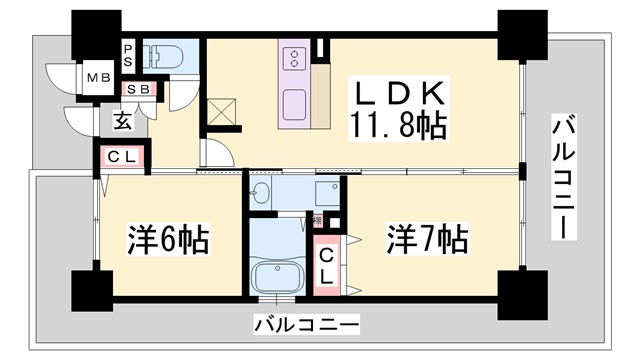 エステムプラザ神戸西Vミラージュの間取り