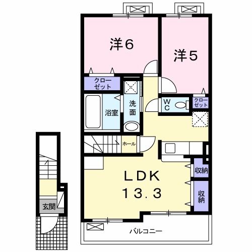 熊本市北区池田のアパートの間取り