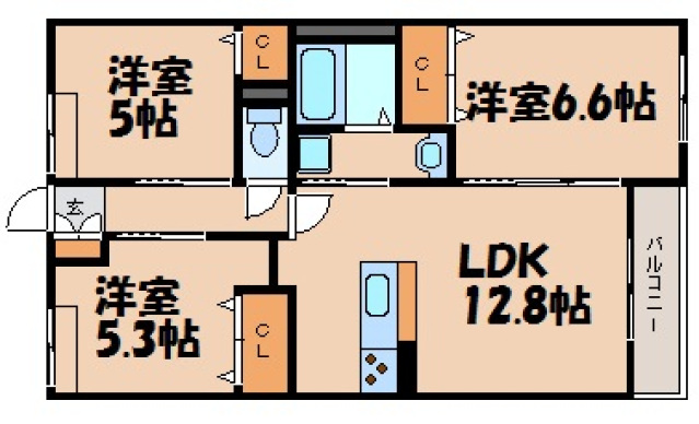 安芸郡府中町みくまりのアパートの間取り