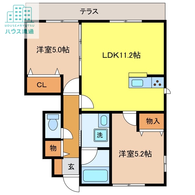 諫早市多良見町木床のアパートの間取り