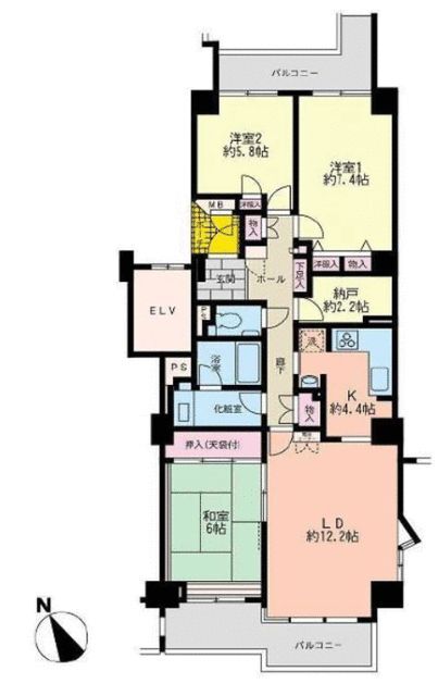 川崎市多摩区中野島のマンションの間取り