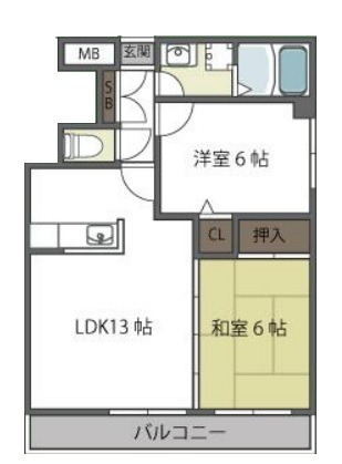 堺市北区南花田町のマンションの間取り