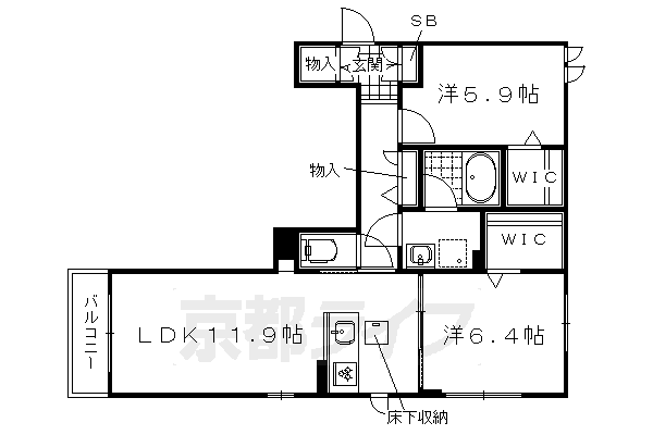 【シャーメゾン千本六軒町の間取り】