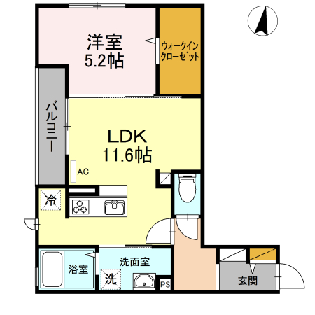 松江市東朝日町のアパートの間取り