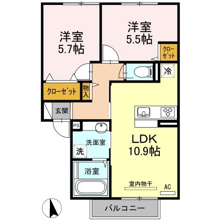 南さつま市加世田東本町のアパートの間取り