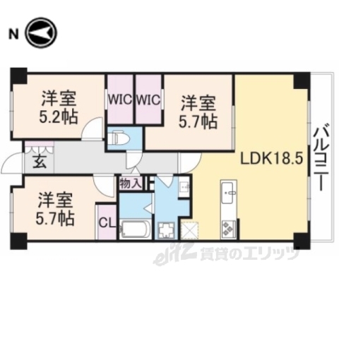 【交野市天野が原町のマンションの間取り】