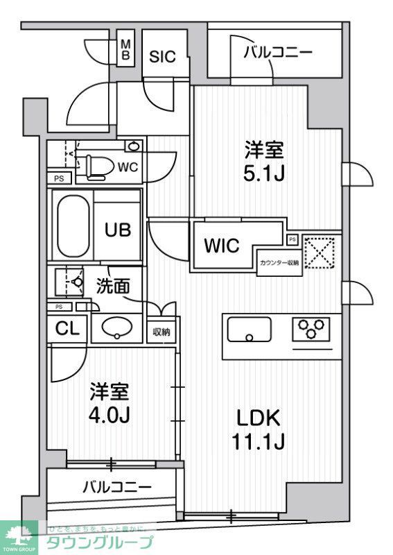 中央区日本橋堀留町のマンションの間取り