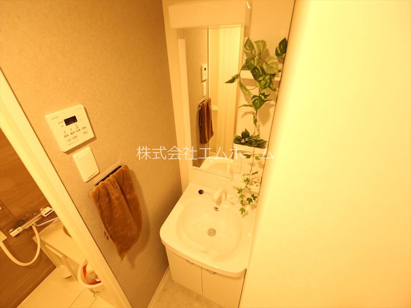 洗面設備　脱衣所　独立洗面台（シャンプードレッサー付）収納スペース有