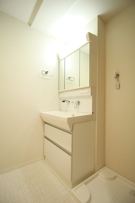 洗面設備　3面鏡付シャンプードレッサー、室内洗濯機置き場あり。