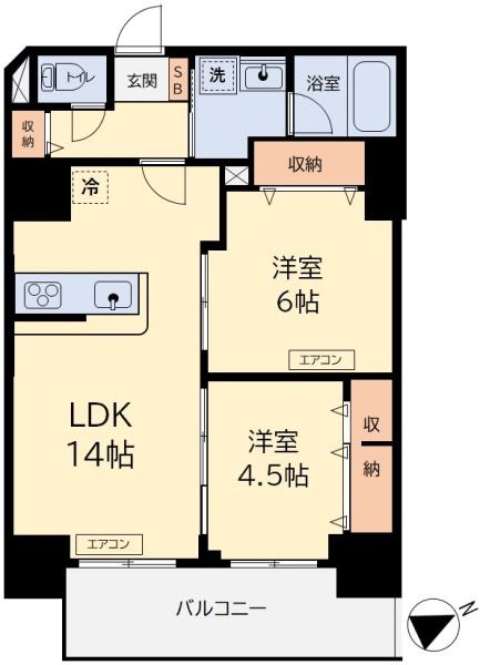 ＪＲ常磐線 松戸駅 徒歩2分 14階建 築1年の間取り写真