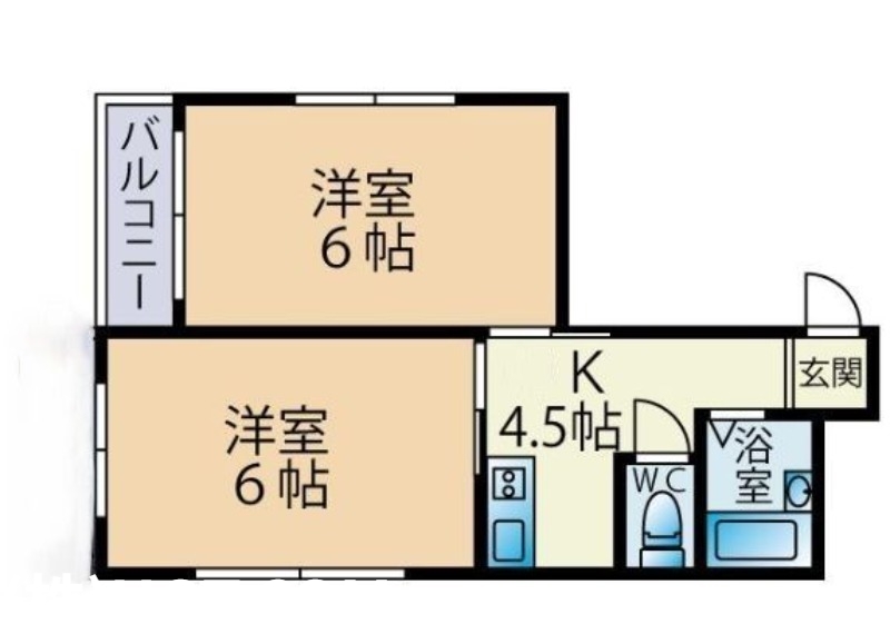 地下鉄七隈線 六本松駅 徒歩10分 4階建 築34年の間取り写真
