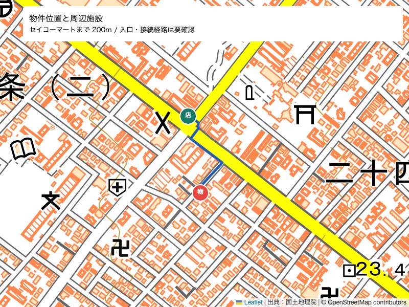 コンビニ　セイコーマート（コンビニ）まで200m