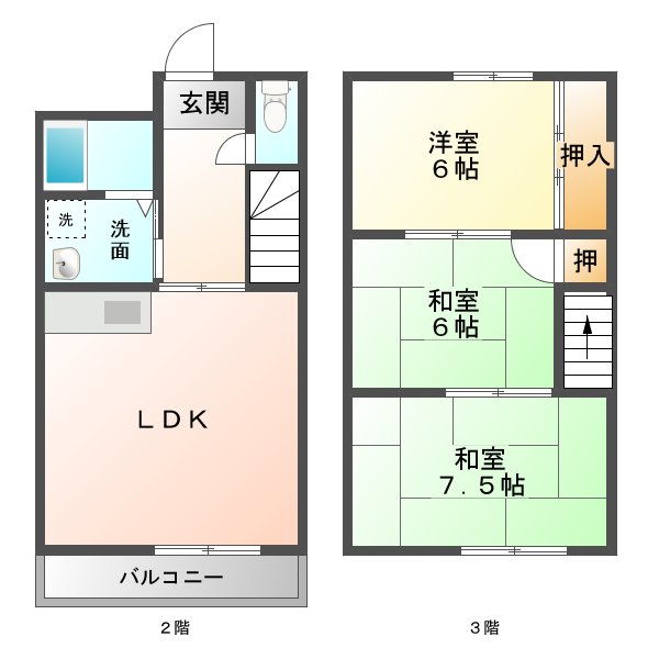 福山市本庄町中のマンションの間取り