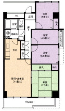 名古屋市熱田区大宝のマンションの間取り