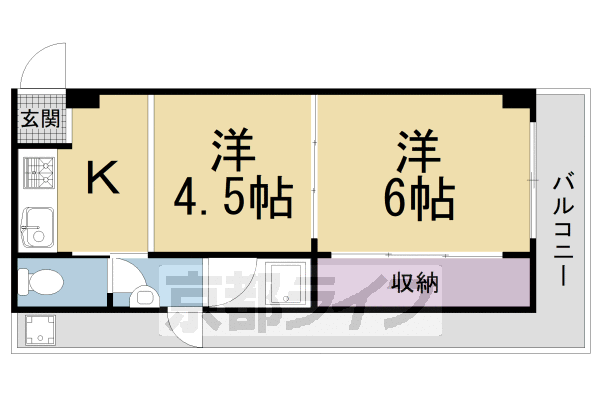 京都市伏見区桃山町日向のマンションの間取り