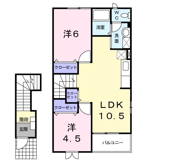 二本松市竹田のアパートの間取り