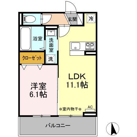 Ｄ－ＲＯＯＭ姉体III　Ａの間取り