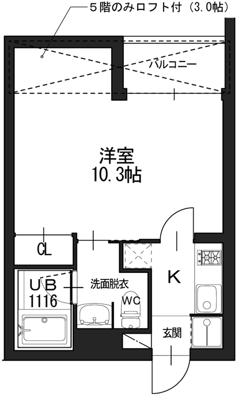 京都市西京区桂徳大寺北町のマンションの間取り