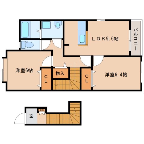 生駒郡平群町大字椣原のアパートの間取り