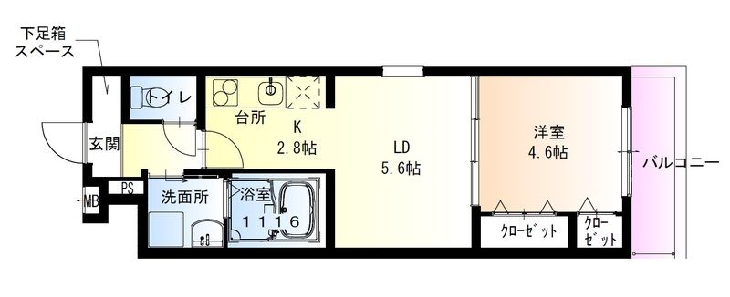 西宮市川西町のアパートの間取り