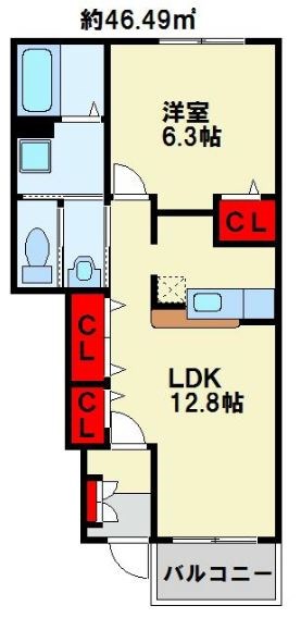 【遠賀郡岡垣町吉木東のアパートの間取り】