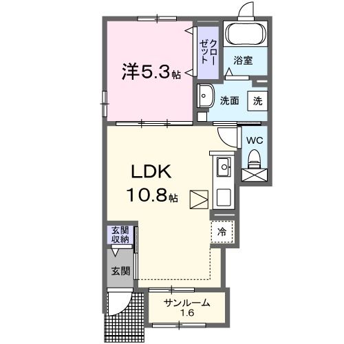 【白石市字延命寺北のアパートの間取り】