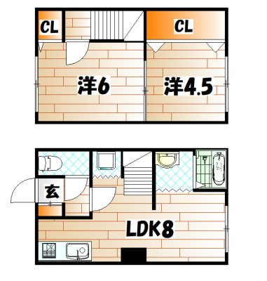 北九州市小倉北区木町のアパートの間取り