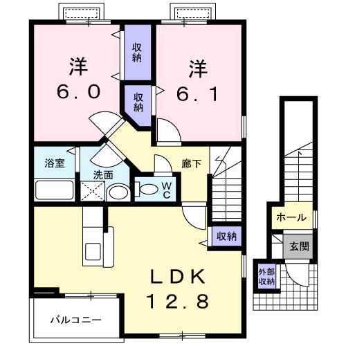 エクセレントリヴII　DKの間取り