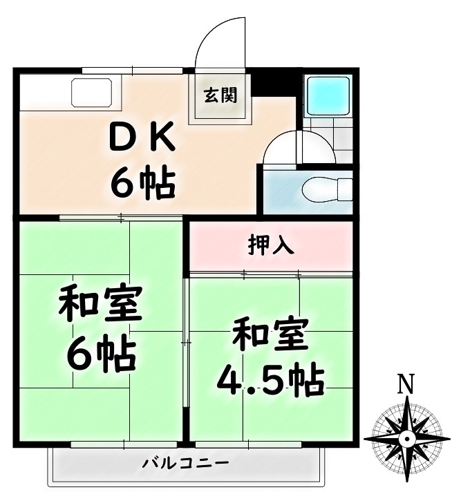 名古屋市瑞穂区大喜町のアパートの間取り