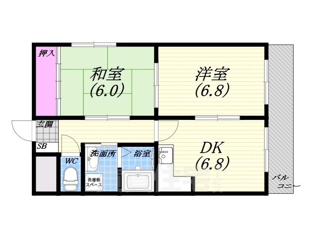 西宮市分銅町のマンションの間取り