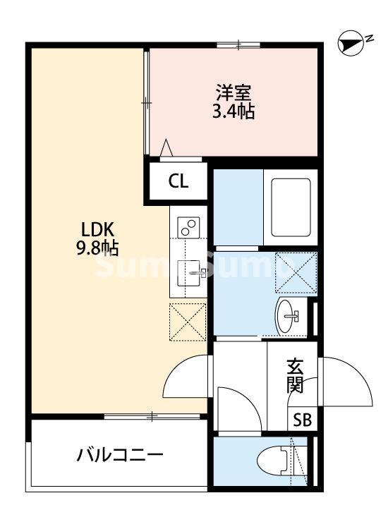 尼崎市神田南通のアパートの間取り