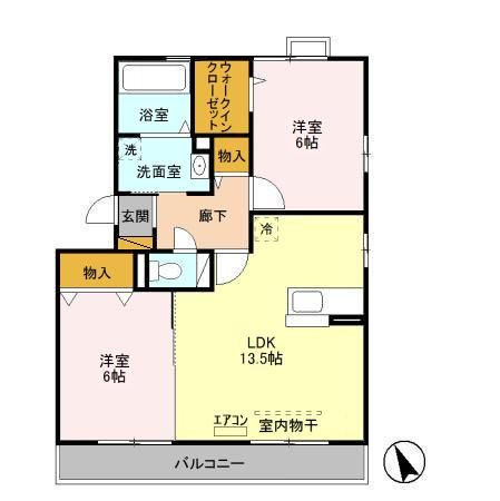 千葉市花見川区作新台のアパートの間取り