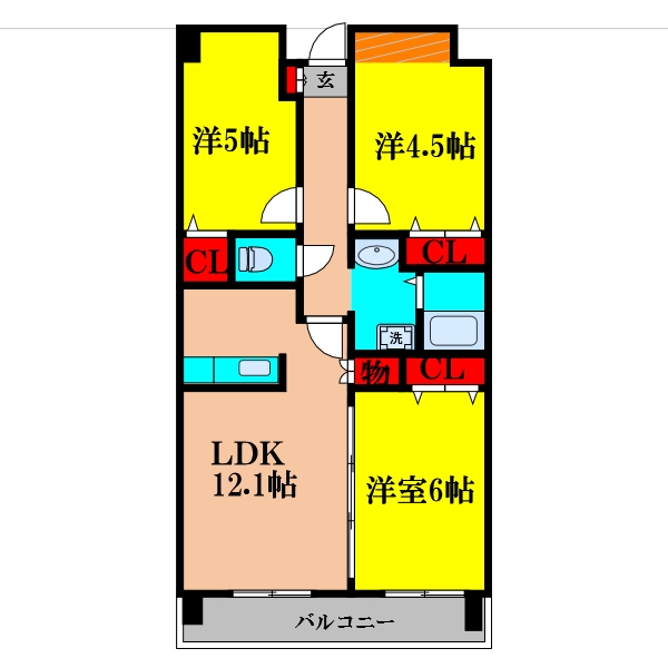 大阪市東淀川区豊新のマンションの間取り