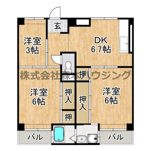 ビレッジハウス倉治2号棟の間取り写真